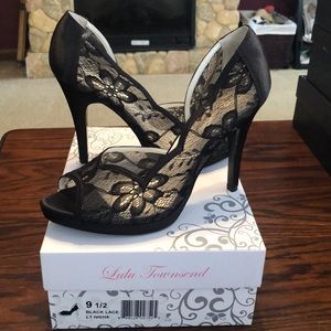 Lulu Townsend Black Lace Shoes